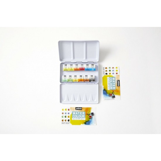 Pebeo Artist Paint Watercolour Aquarelle Fine 12 Half Pans Pocket Metal Tin Set
